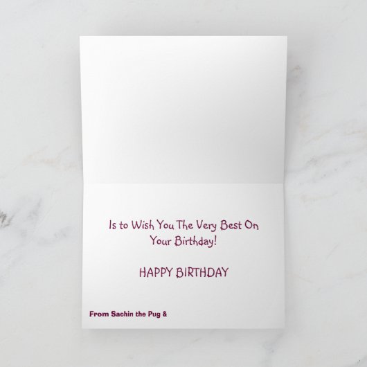 Pug Birthday Kaart (Binnen)