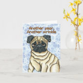 Pug Birthday Kaart (Gele Bloem)