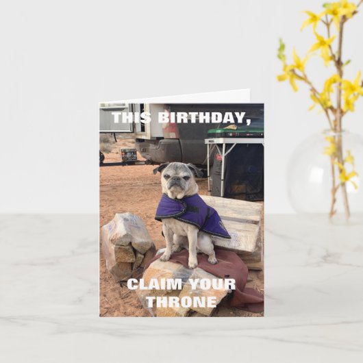 Pug Birthday Kaart | Lily the Pug | sarcastisch (Gele Bloem)