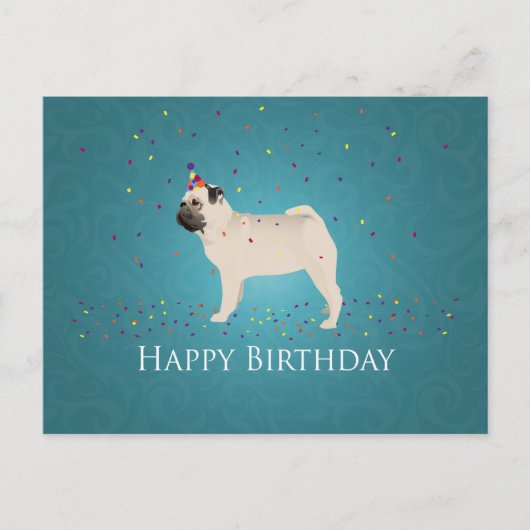 Pug Birthday-ontwerp Briefkaart (Voorkant)