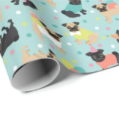 Pug Birthday Party Celebration Cadeaupapier (Rol Hoek)