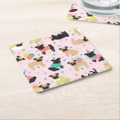 Pug Birthday Party Celebration Kartonnen Onderzetters (Schuin)