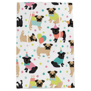 Pug Birthday Party Celebration Medium Cadeauzakje