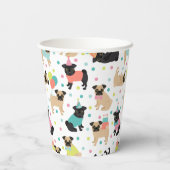 Pug Birthday Party Celebration Papieren Bekers (Achterkant)
