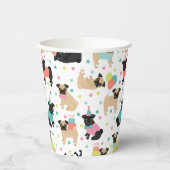 Pug Birthday Party Celebration Papieren Bekers (Links)