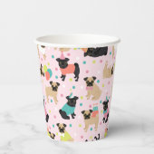 Pug Birthday Party Celebration Papieren Bekers (Achterkant)