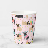 Pug Birthday Party Celebration Papieren Bekers (Links)