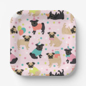 Pug Birthday Party Celebration Papieren Bordje (Voorkant)