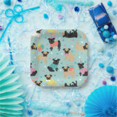 Pug Birthday Party Celebration Papieren Bordje (Feest)