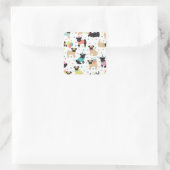 Pug Birthday Party Celebration Vierkante Sticker (Tas)
