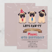 Pug Birthday party-uitnodiging Kaart (Voorkant / Achterkant)