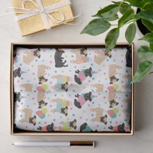 Pug Birthday Tissuepapier (Geschenk)