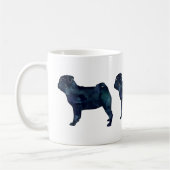 Pug black waterverf silhouet koffiemok (Links)