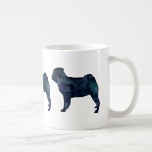 Pug black waterverf silhouet koffiemok