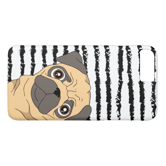 Pug Black White gestript Case-Mate iPhone Case (Achterkant (Horizontaal))
