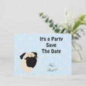 Pug - blauw met wit diamantontwerp kaart (Staand voorkant)