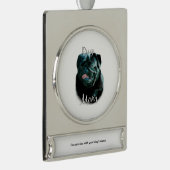 Pug (blk) Mam 2 Verzilverd Banner Ornament (Rechts)
