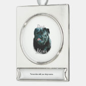 Pug (blk) Mam 2 Verzilverd Banner Ornament (Links)