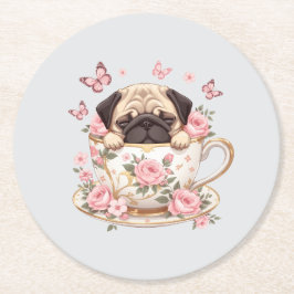 Pug Bloesem Droom Onderzetter – Mooie Bloemige Pug