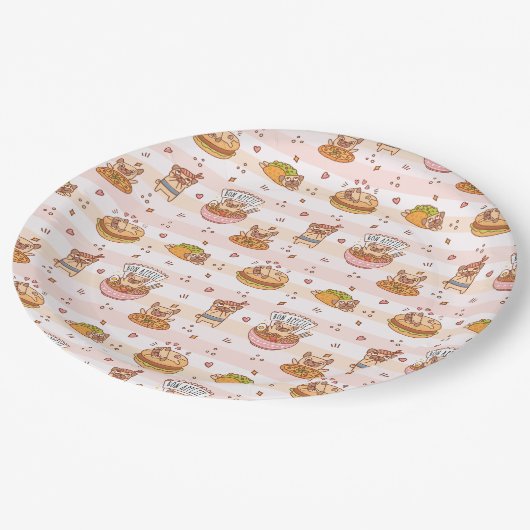 Pug Bon Appetit Hamburger Taco eten Papieren Bordje (Gekanteld)