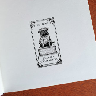 Pug Bookplate Rubberstempel
