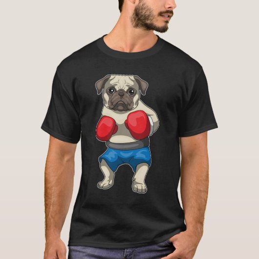 Pug Boxer Bokshandschoenen Boksen T-shirt (Voorkant)