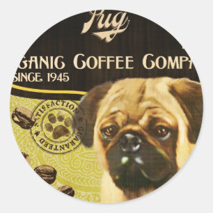 Pug Brand - Organic Coffee Company Ronde Sticker