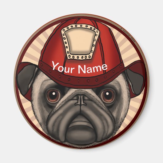 Pug brandweerman magneet (Voorkant)