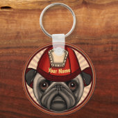 Pug brandweerman sleutelhangers (Voorkant)