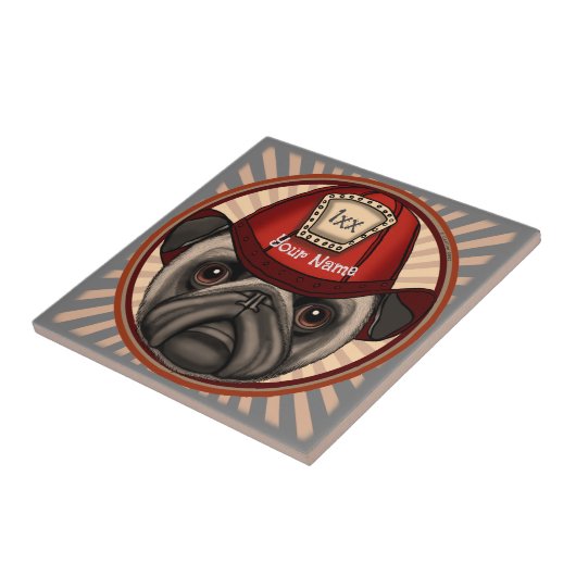 Pug brandweerman Tegel Tegeltje (Zijkant)