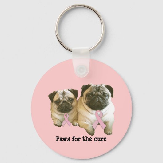 Pug Breast Cancer Sleutelhanger (Voorkant)