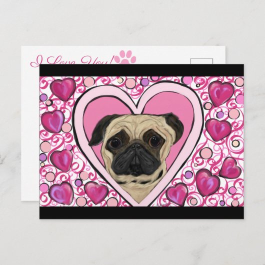 Pug Briefkaart (Voorkant / Achterkant)