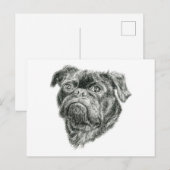 Pug Briefkaart (Voorkant / Achterkant)