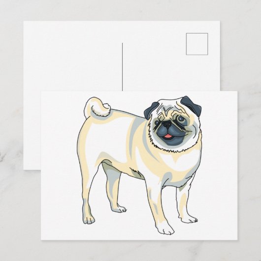 Pug Briefkaart (Voorkant / Achterkant)