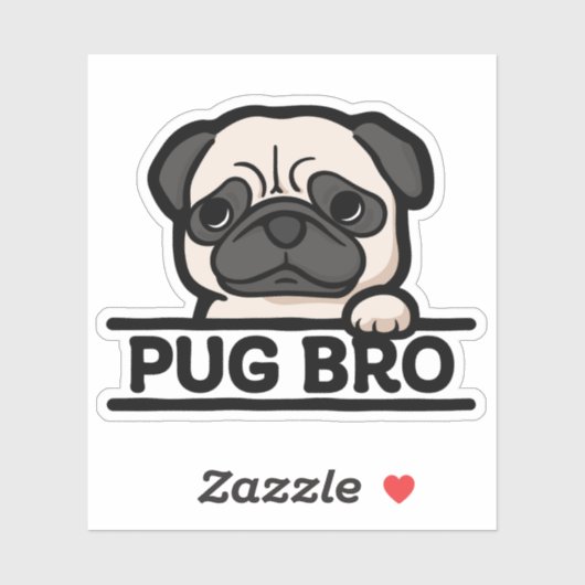 PUG BRO – Grappig & Schattig Pug Liefhebber Cadeau Sticker (Vel)