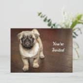 Pug Brown Dog Foto Birthday Kaart (Staand voorkant)