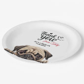 Pug bruiloft dank u papieren bordje (Gekanteld)