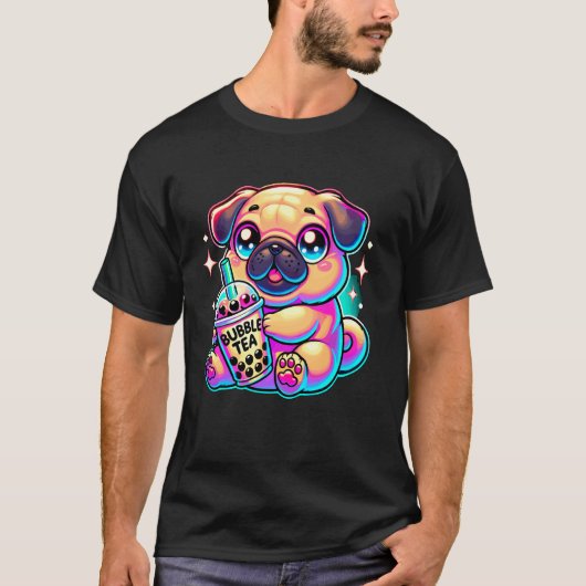 Pug Bubble Tea Boba Thee T-shirt (Voorkant)