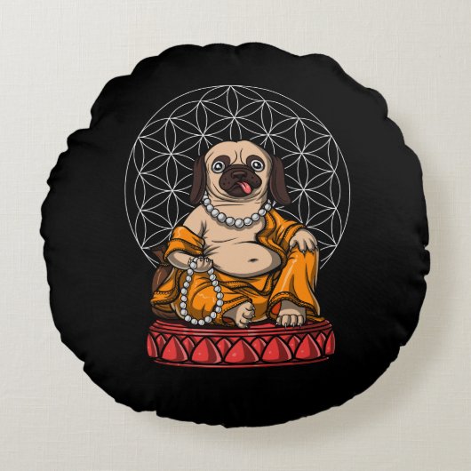 Pug Buddha Dog Zen Yoga Meditation Pet Rond Kussen (Voorkant)