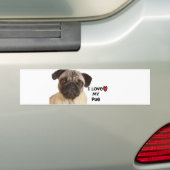 Pug Bumpersticker" Ik hou van mijn Pug" Bumpersticker (Op auto)