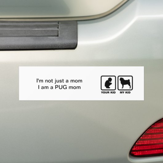 Pug-bumsticker Bumpersticker (Op auto)