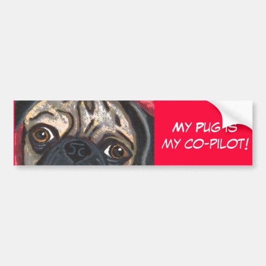 Pug-bumsticker Bumpersticker (Voorkant)