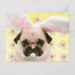 Pug Bunny Ears Briefkaart
