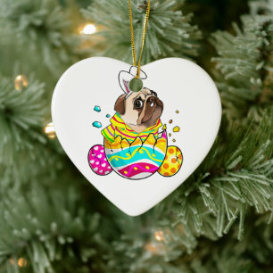 Pug Bunny Ears Hondenliefhebber Easter Day Cute Keramisch Ornament