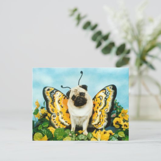 Pug Butterfly Briefkaart (Staand voorkant)