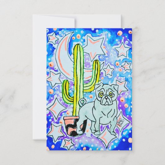 Pug & Cactus Bedankkaart (Voorkant)