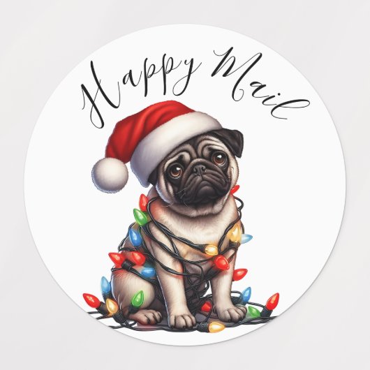 Pug Caine Modern Schattigee Waterverf Retro Classi Labels (Design 2)