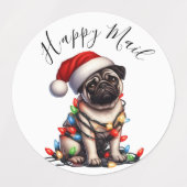 Pug Caine Modern Schattigee Waterverf Retro Classi Labels (Design 1)