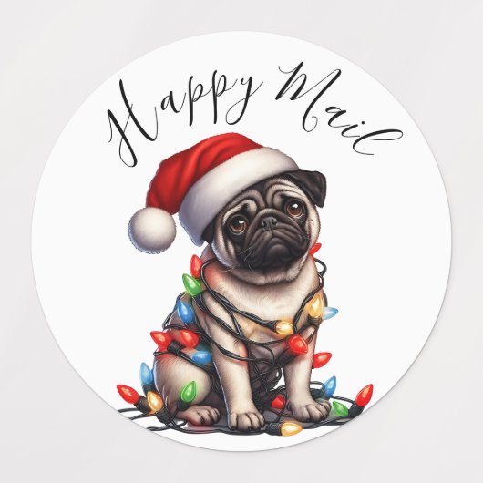 Pug Caine Modern Schattigee Waterverf Retro Classi Labels (Design 1)