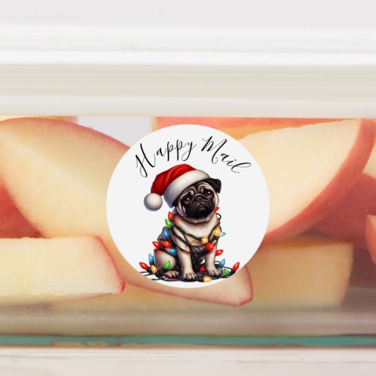 Pug Caine Modern Schattigee Waterverf Retro Classi Labels (Aangebracht)